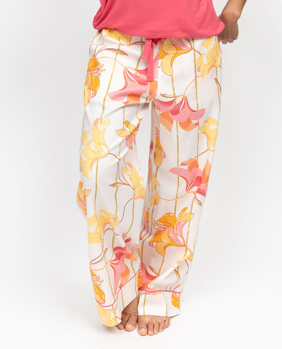 Amelia Womens Floral Print Wide Leg Pyjama Bottoms