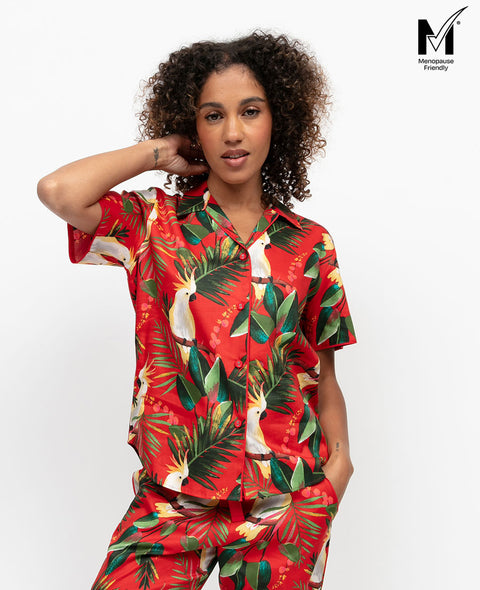 Tara Womens Cockatoo Print Pyjama Top
