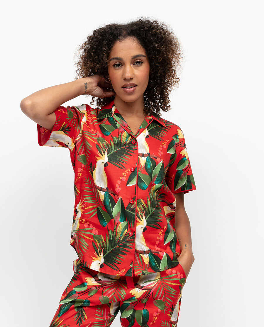 Tara Womens Cockatoo Print Pyjama Top