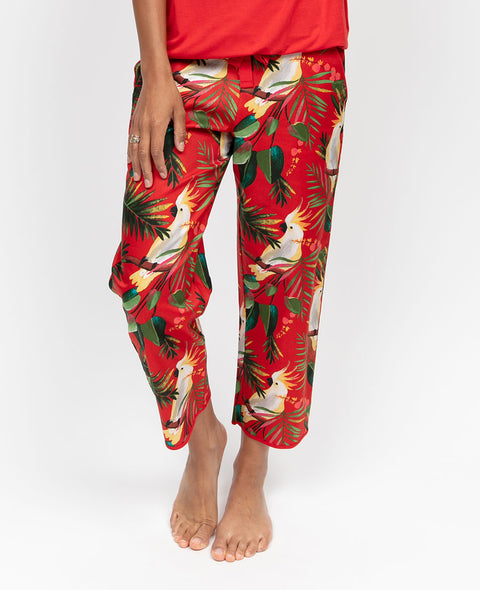 Tara Womens Cockatoo Print Cropped Pyjama Bottoms