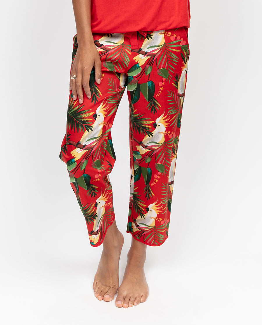 Tara Womens Cockatoo Print Cropped Pyjama Bottoms