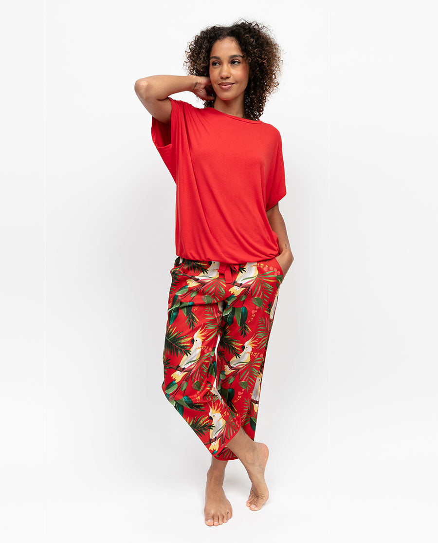 Tara Womens Cockatoo Print Cropped Pyjama Bottoms