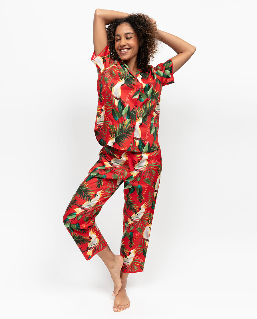 Tara Womens Cockatoo Print Cropped Pyjama Bottoms