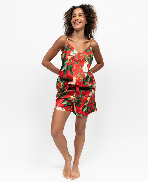 Tara Womens Cockatoo Print Cami and Shorts Set