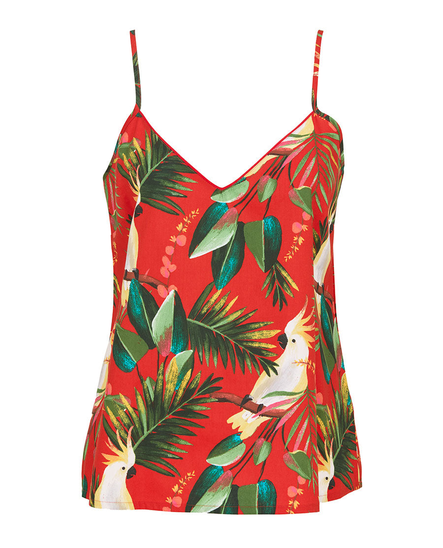 Tara Womens Cockatoo Print Cami