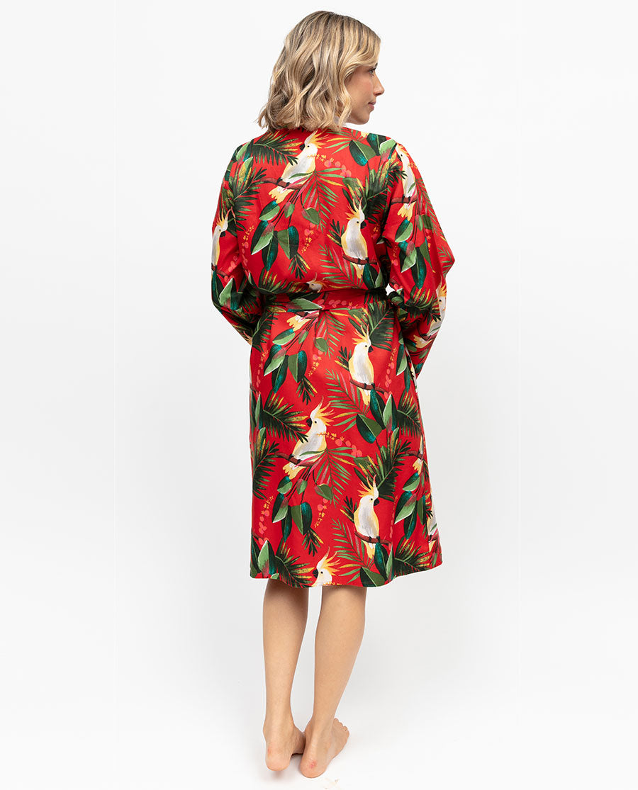 Tara Womens Cockatoo Print Short Dressing Gown