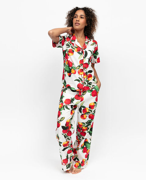 Tara Womens Apple Print Wide Leg Pyjama Set