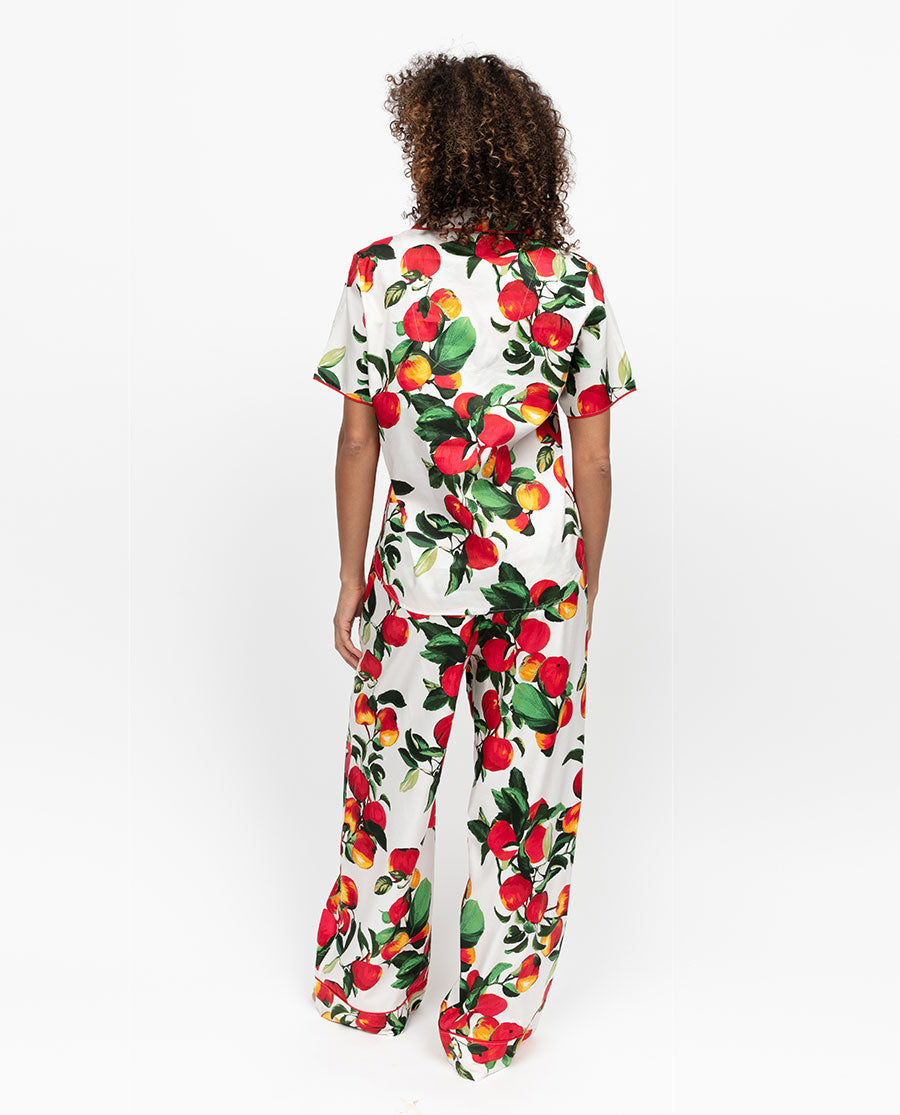 Tara Womens Apple Print Wide Leg Pyjama Set