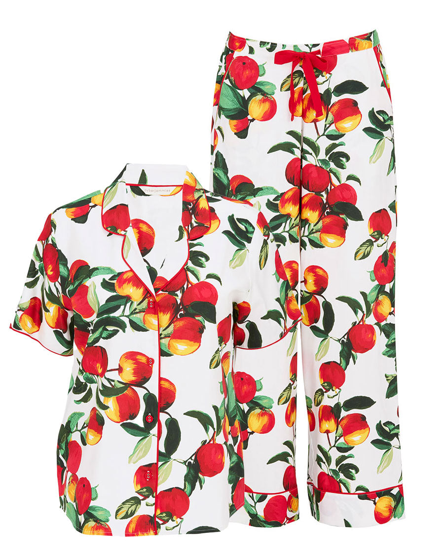 Tara Womens Apple Print Wide Leg Pyjama Set