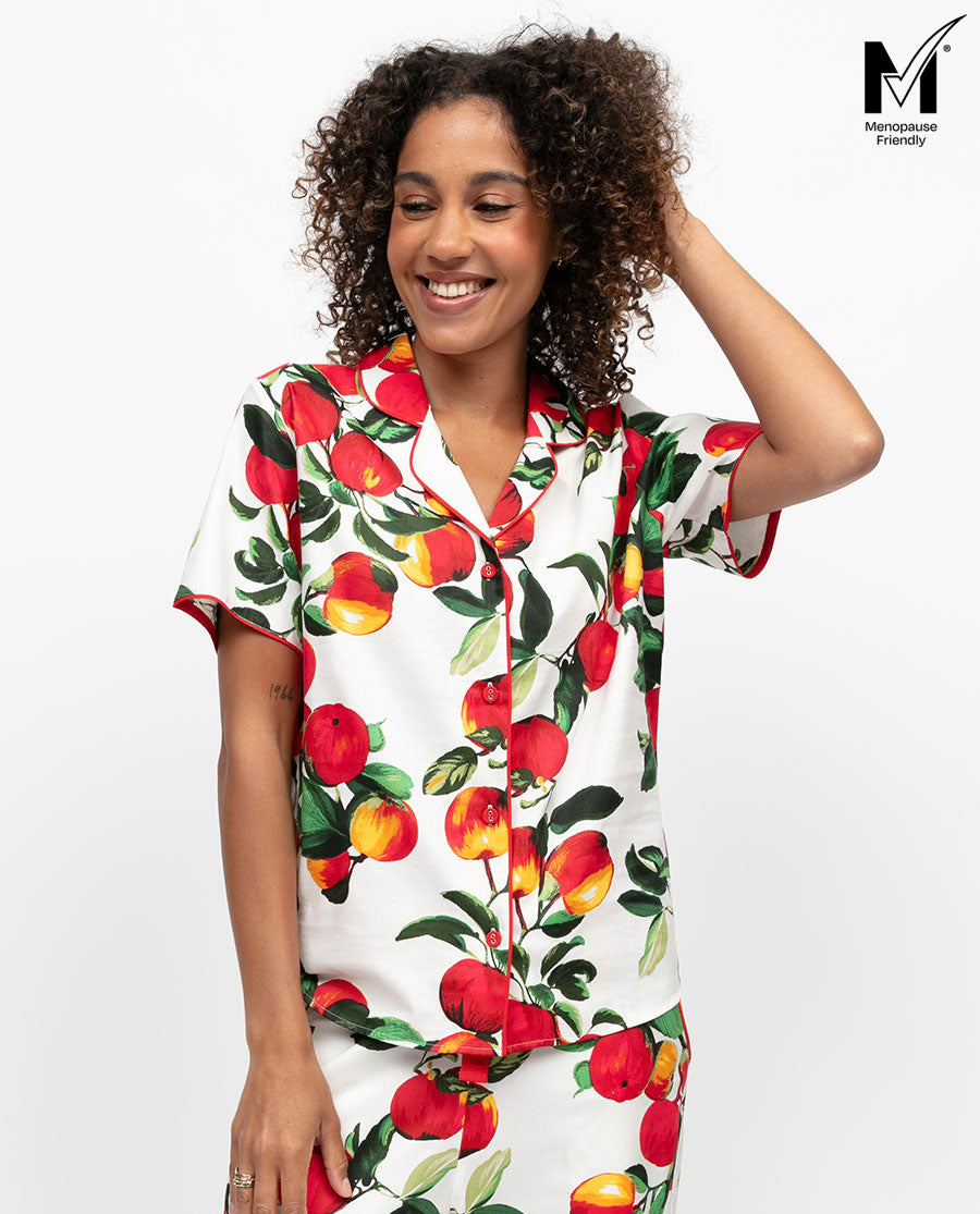 Tara Womens Apple Print Pyjama Top