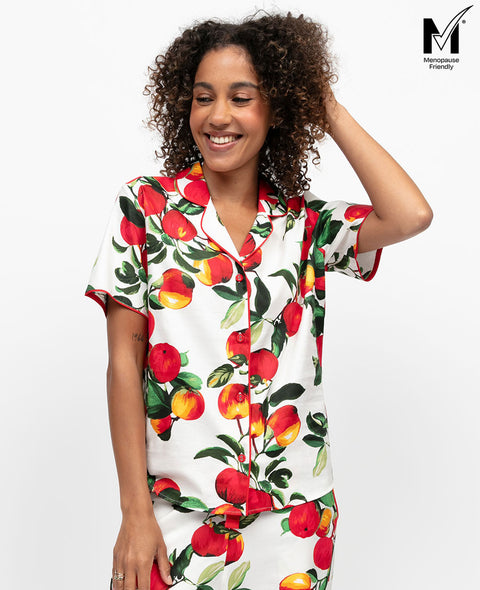 Tara Womens Apple Print Pyjama Top