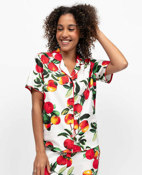 Tara Womens Apple Print Pyjama Top