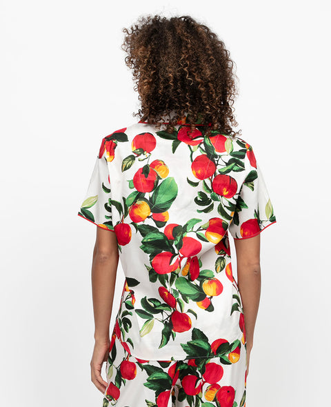 Tara Womens Apple Print Pyjama Top