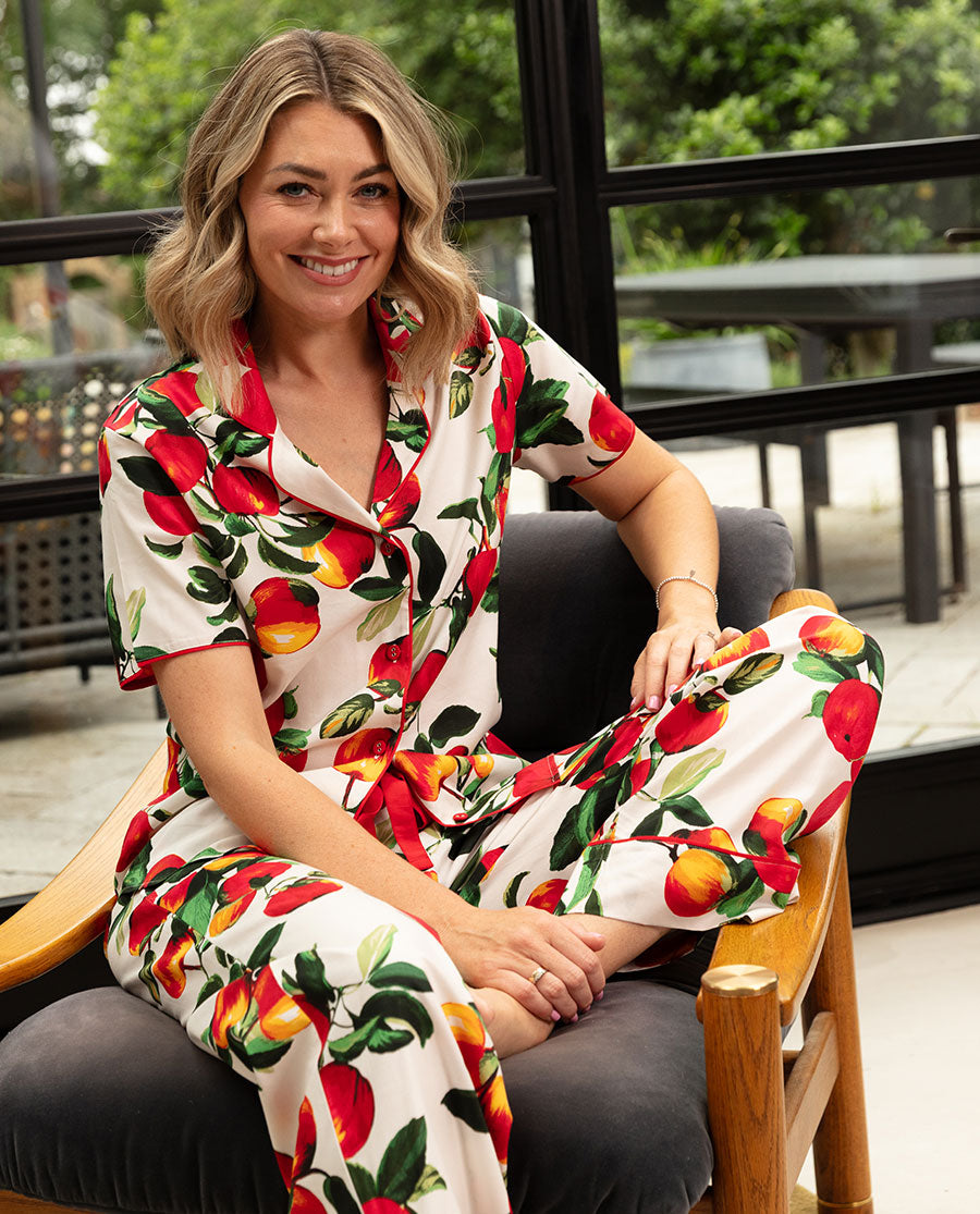 Tara Womens Apple Print Pyjama Top