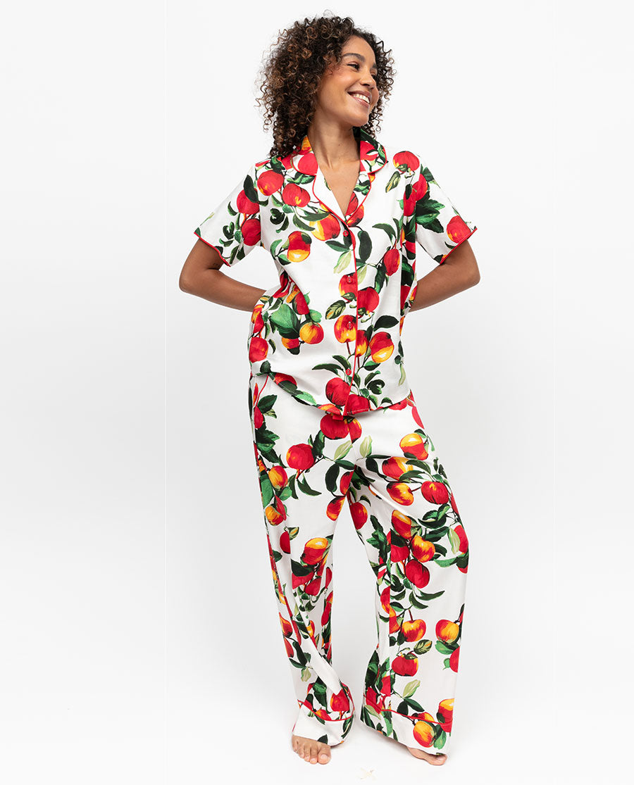 Tara Womens Apple Print Pyjama Top