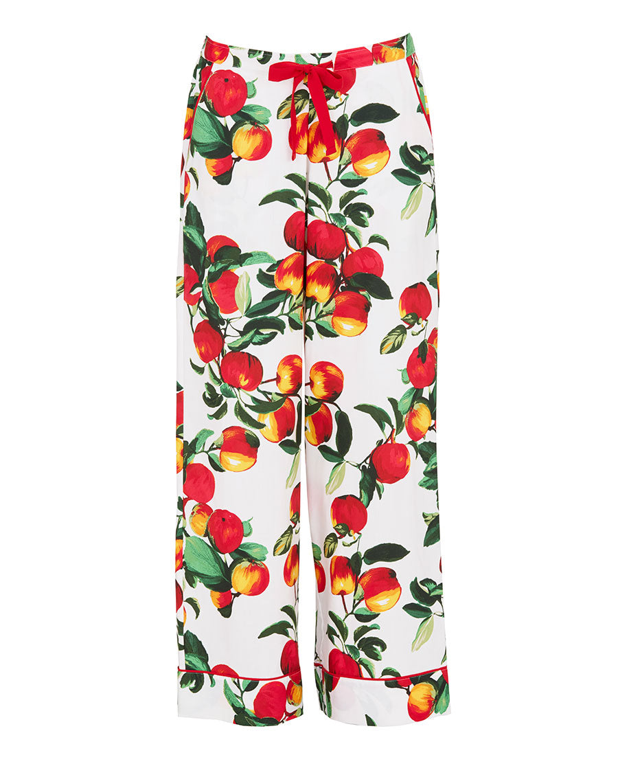 Tara Womens Apple Print Wide Leg Pyjama Bottoms