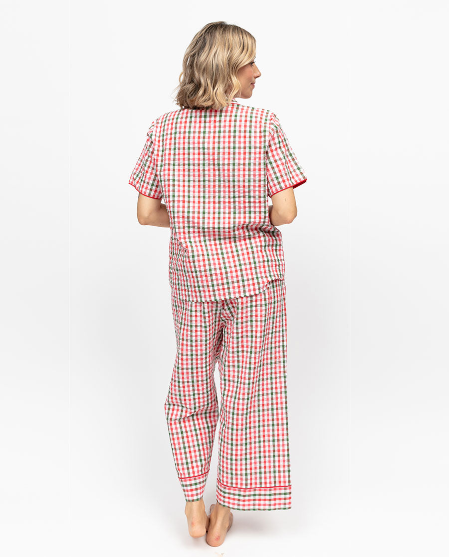 Tara Womens Seersucker Check Pyjama Top