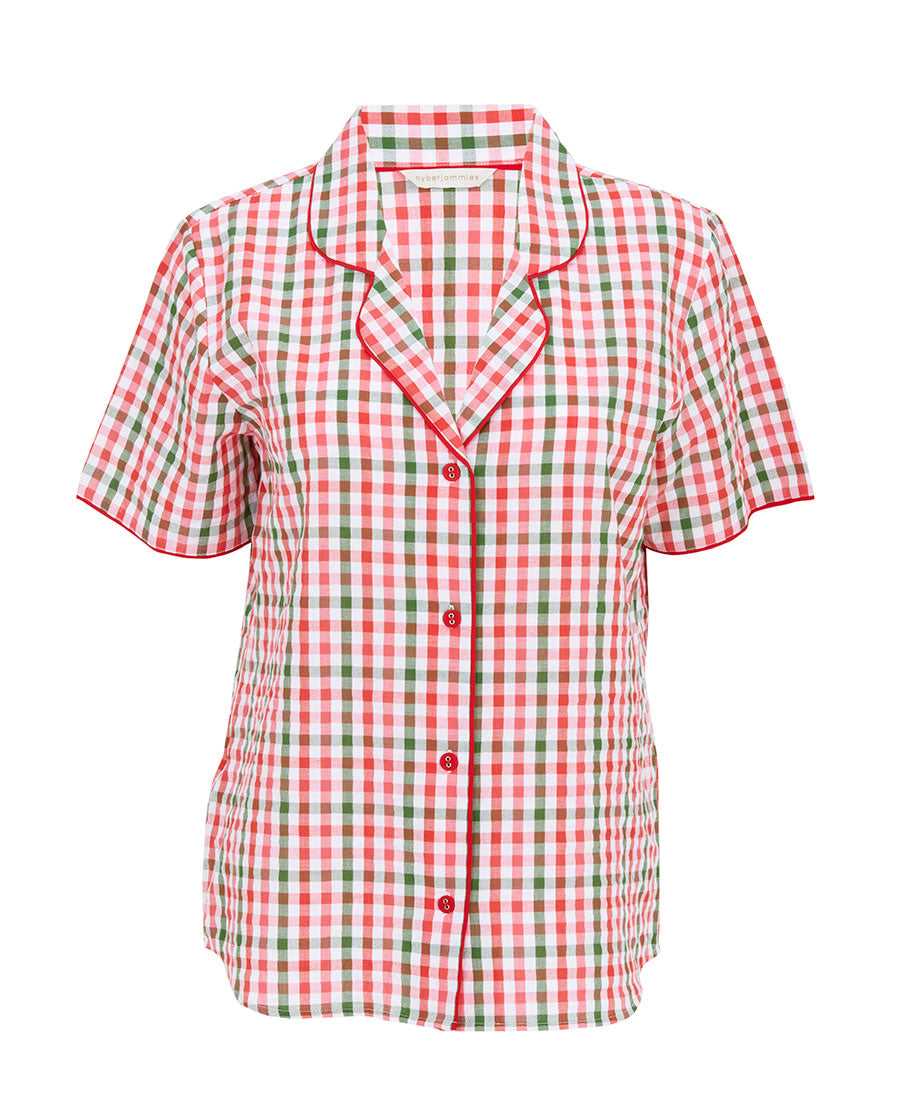 Tara Womens Seersucker Check Pyjama Top