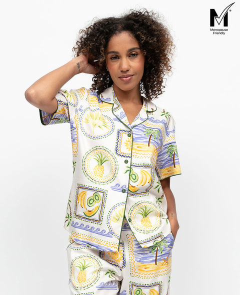 Cora Womens Postcard Print Pyjama Top