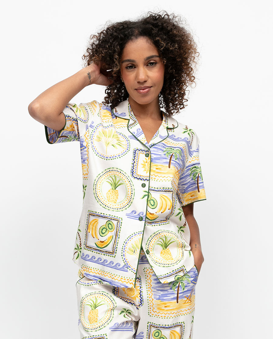 Cora Womens Postcard Print Pyjama Top