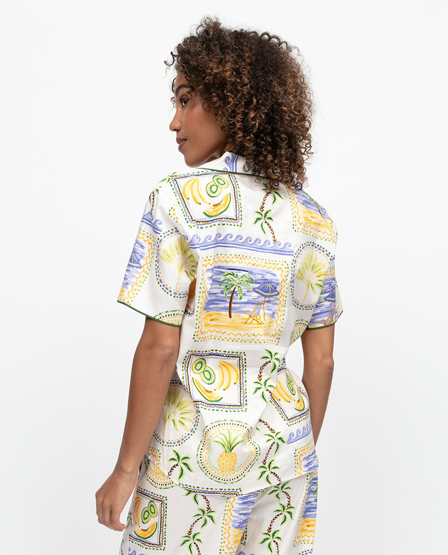 Cora Womens Postcard Print Pyjama Top