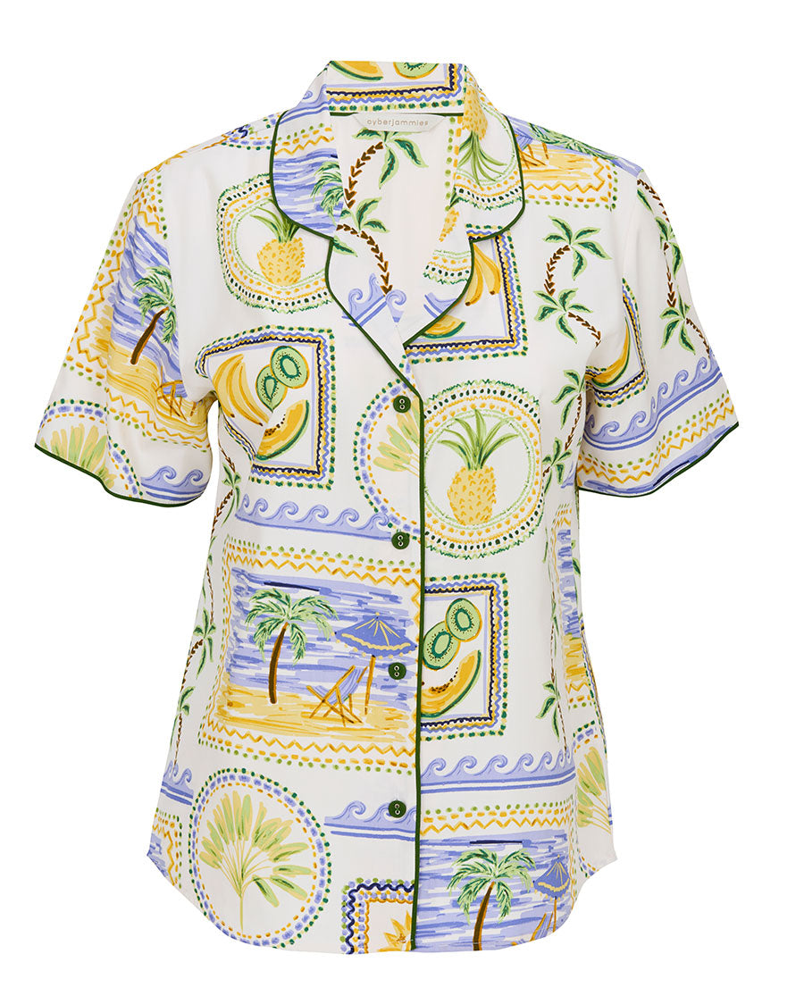 Cora Womens Postcard Print Pyjama Top