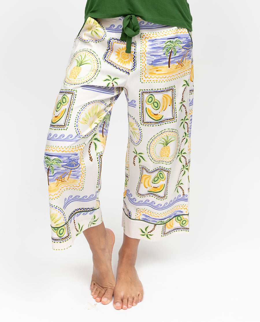 Cora Womens Postcard Print Wide Leg Pyjama Bottoms