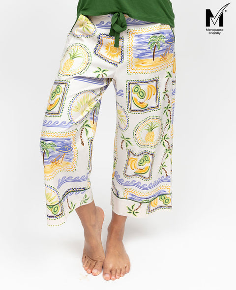 Cora Womens Postcard Print Wide Leg Pyjama Bottoms