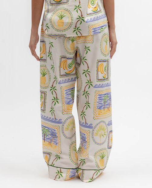 Cora Womens Postcard Print Wide Leg Pyjama Bottoms