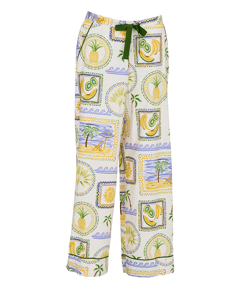 Cora Womens Postcard Print Wide Leg Pyjama Bottoms