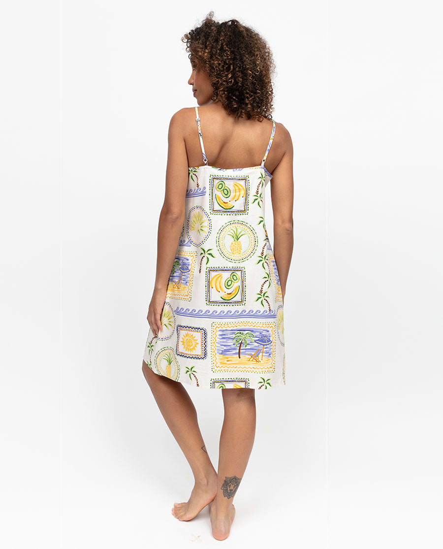 Cora Womens Postcard Print Strappy Short Nightdress