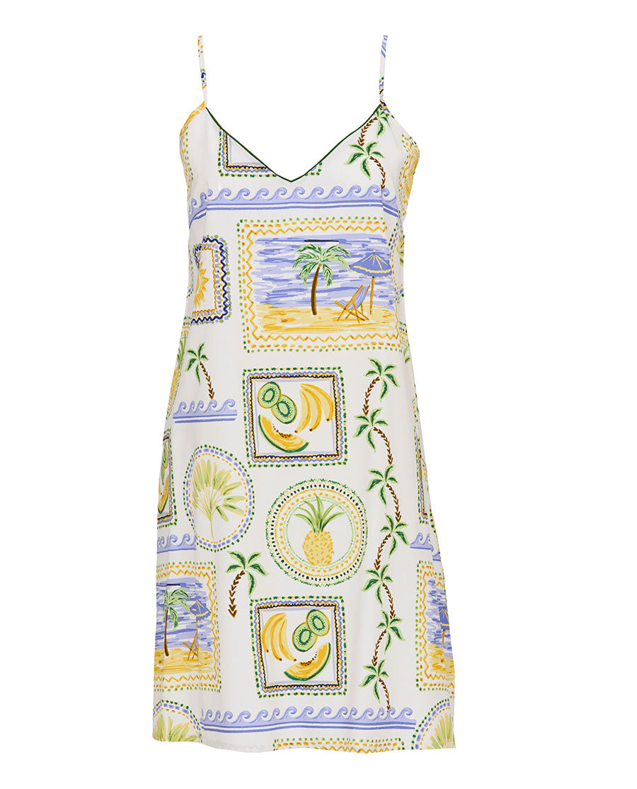 Cora Womens Postcard Print Strappy Short Nightdress