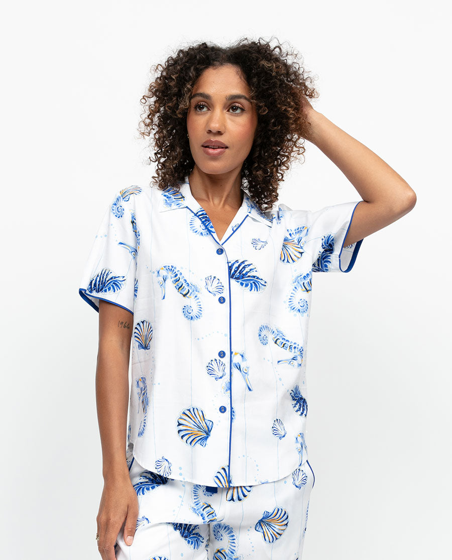 Essie Womens Seahorse Print Pyjama Top