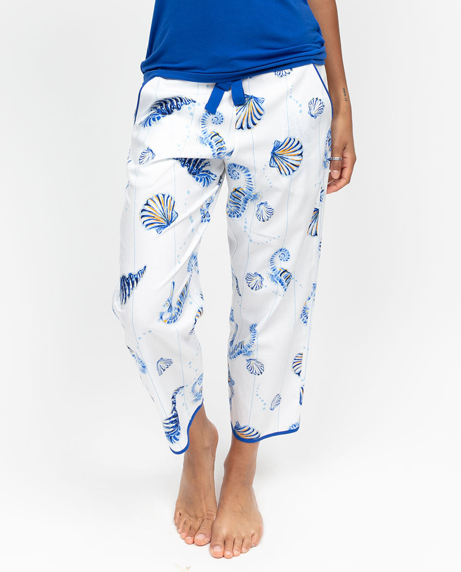 Essie Womens Seahorse Print Cropped Pyjama Bottoms