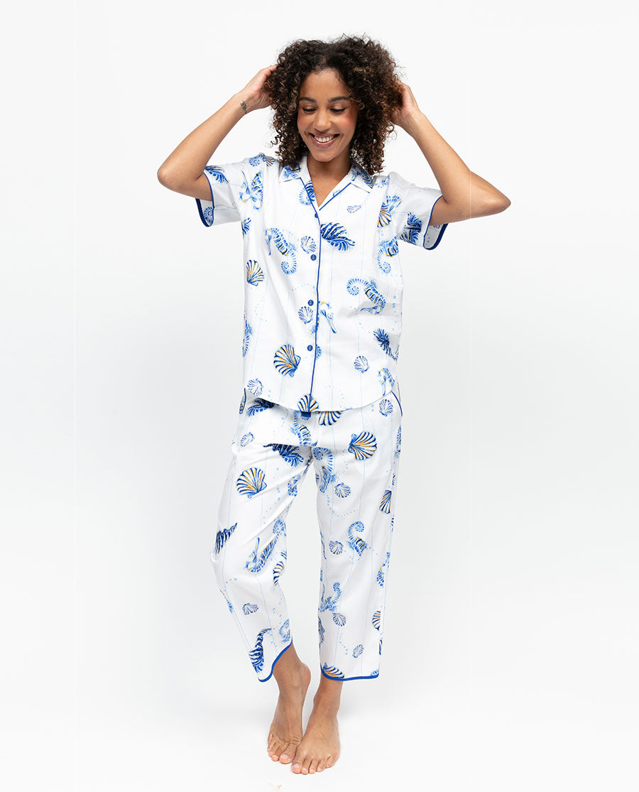 Essie Womens Seahorse Print Cropped Pyjama Bottoms