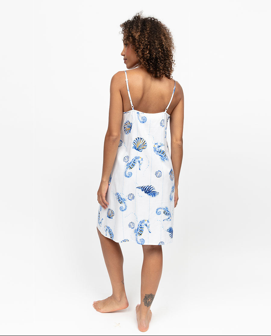 Essie Womens Seahorse Print Strappy Short Nightdress