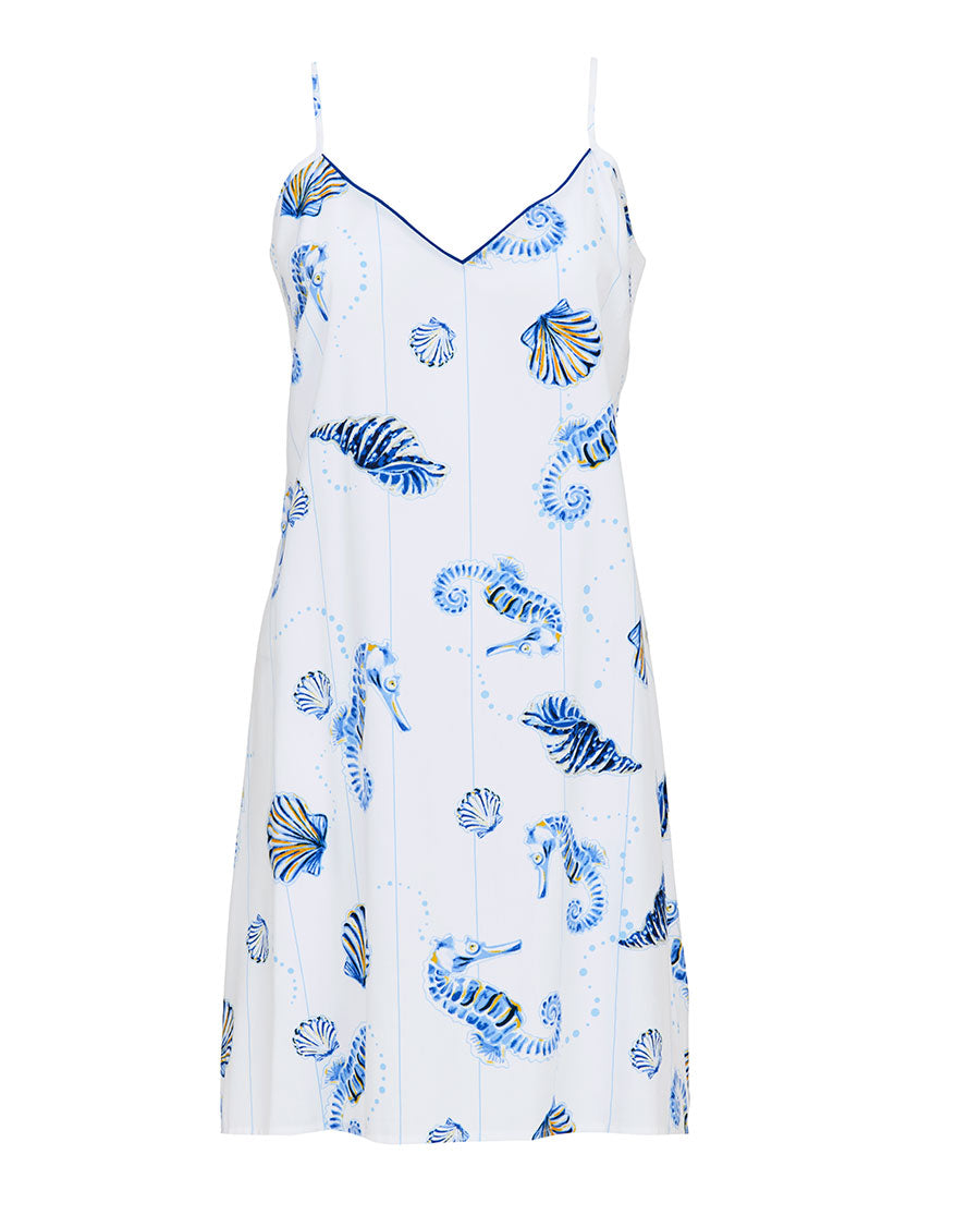Essie Womens Seahorse Print Strappy Short Nightdress