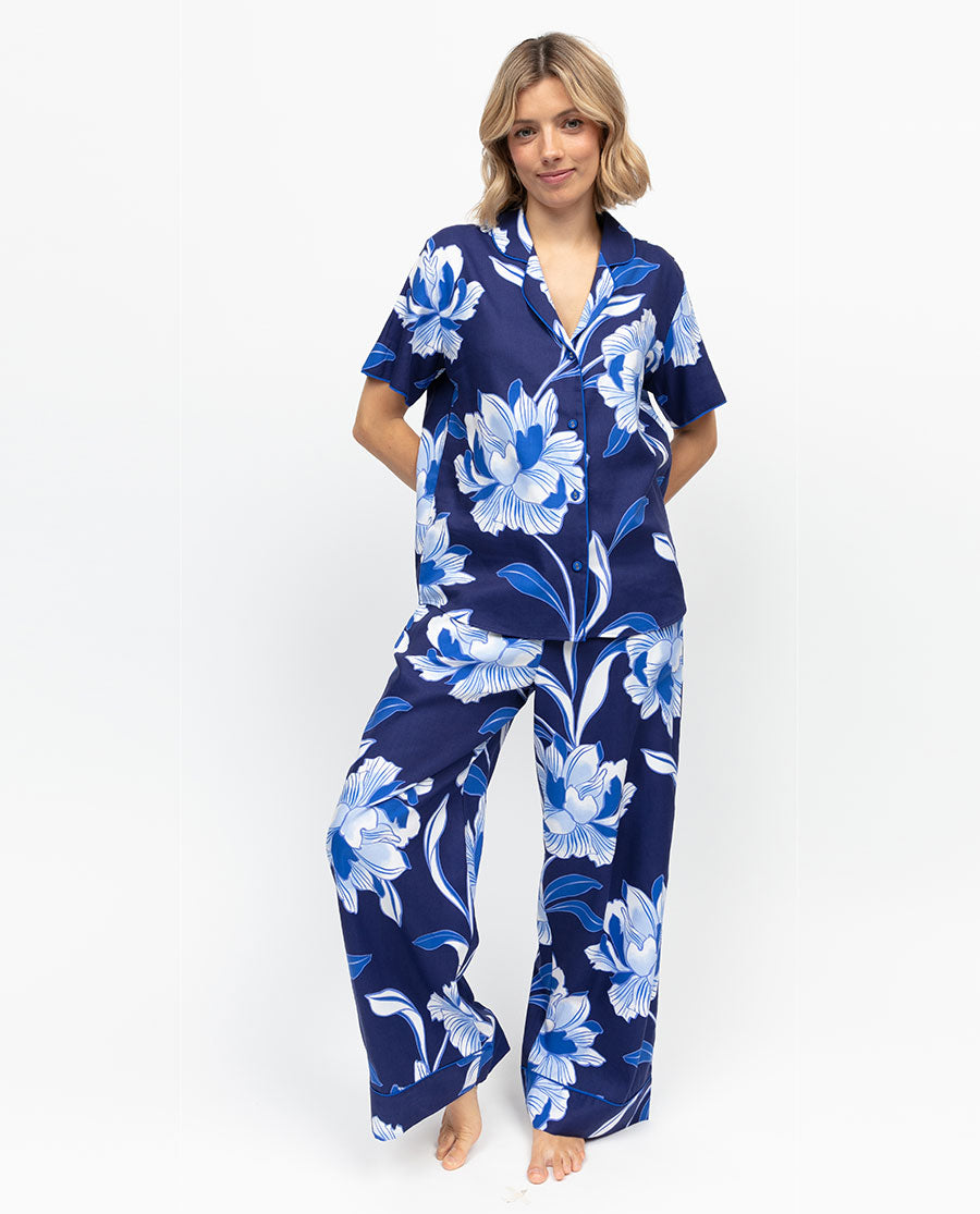 Essie Womens Floral Print Wide Leg Pyjama Set