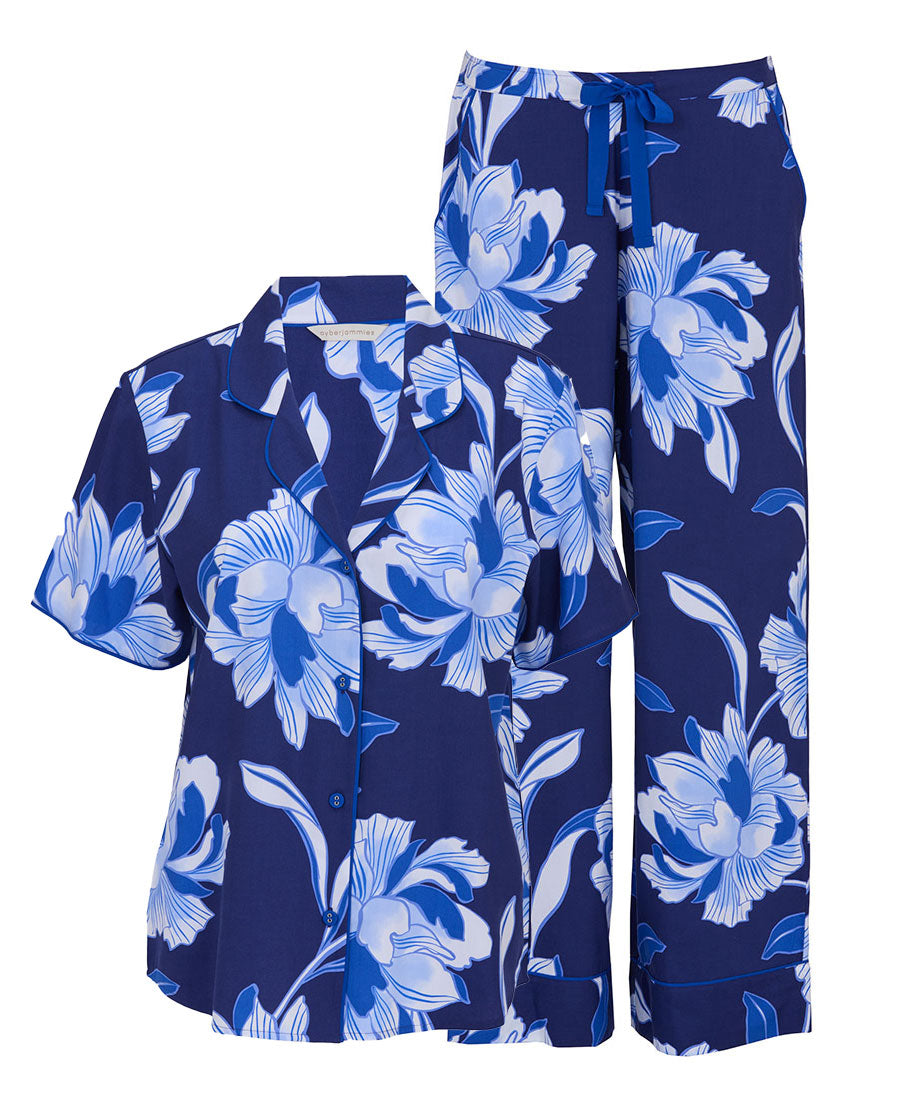 Essie Womens Floral Print Wide Leg Pyjama Set