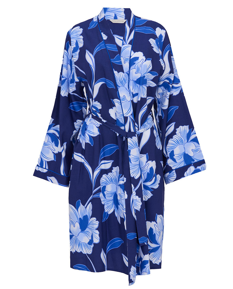 Essie Womens Floral Print Short Dressing Gown