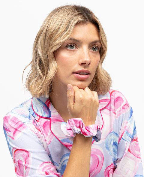 Chloe Heart Printed Jersey Scrunchie