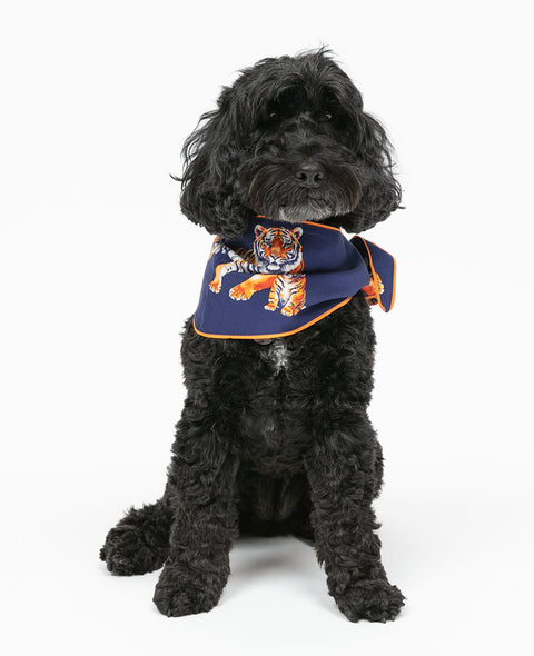 Indigo Tiger Print Dog Neckerchief