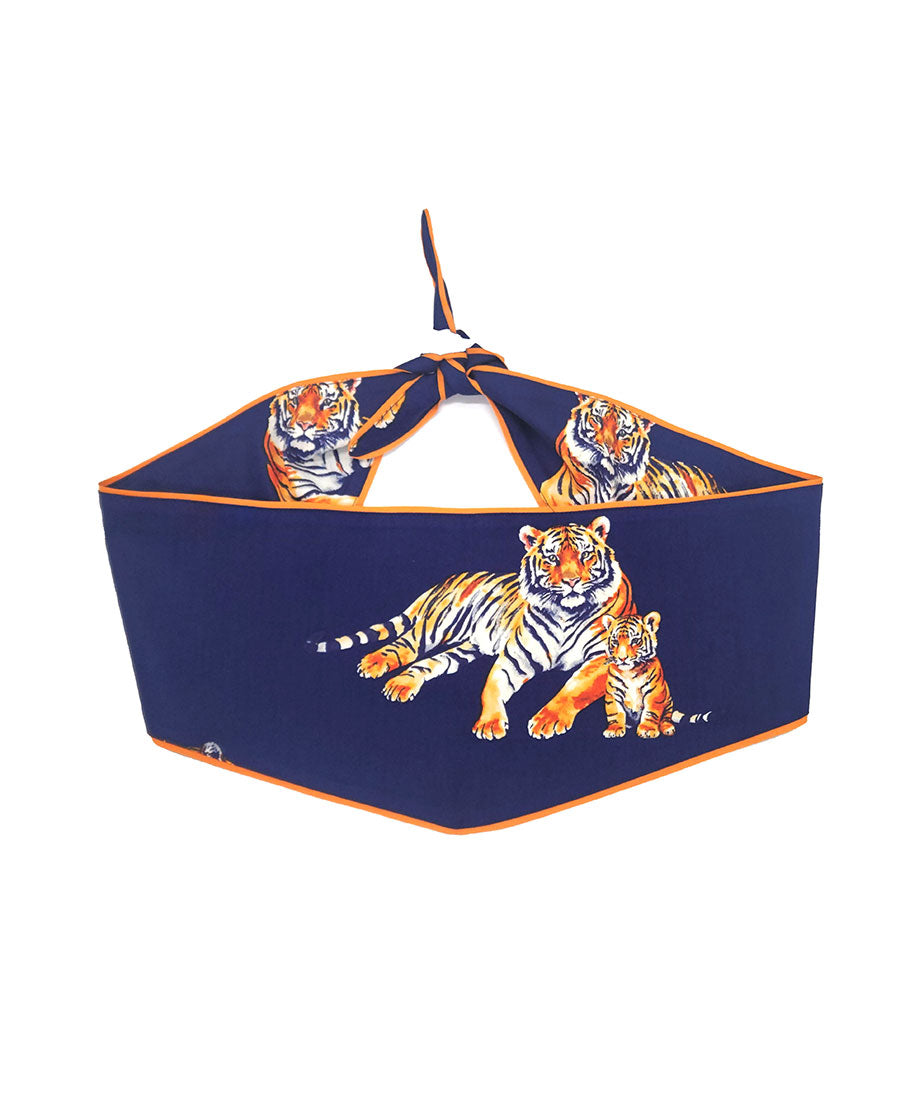Indigo Tiger Print Dog Neckerchief