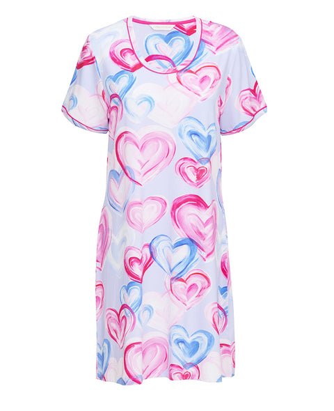 Chloe Womens Heart Printed Jersey Minishirt
