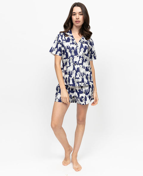 Indigo Womens Dog Print Shorty Set
