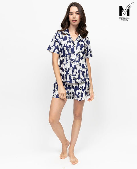 Indigo Womens Dog Print Shorty Set
