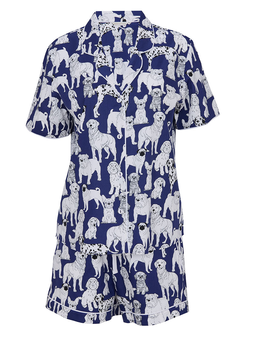 Indigo Womens Dog Print Shorty Set