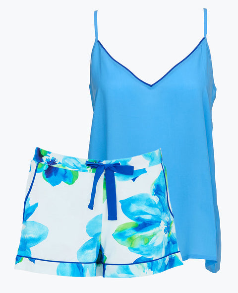 Ashley Womens Modal Cami and Floral Printed Jersey Shorty Set