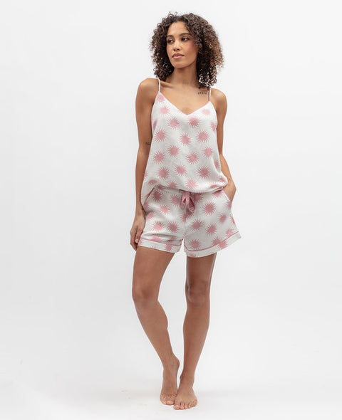 The Linen Edit Womens Sun Print Cami and Shorts Set