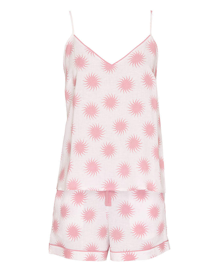 The Linen Edit Womens Sun Print Cami and Shorts Set